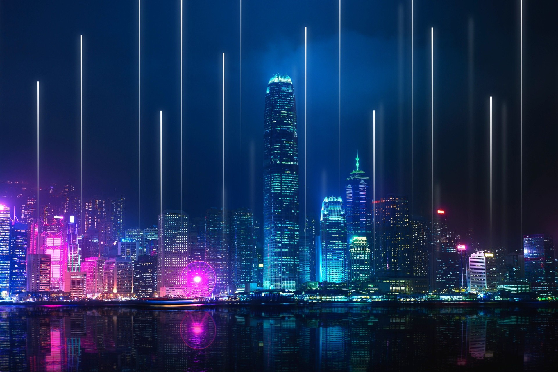 Night view of Victoria Harbor, Hong Kong